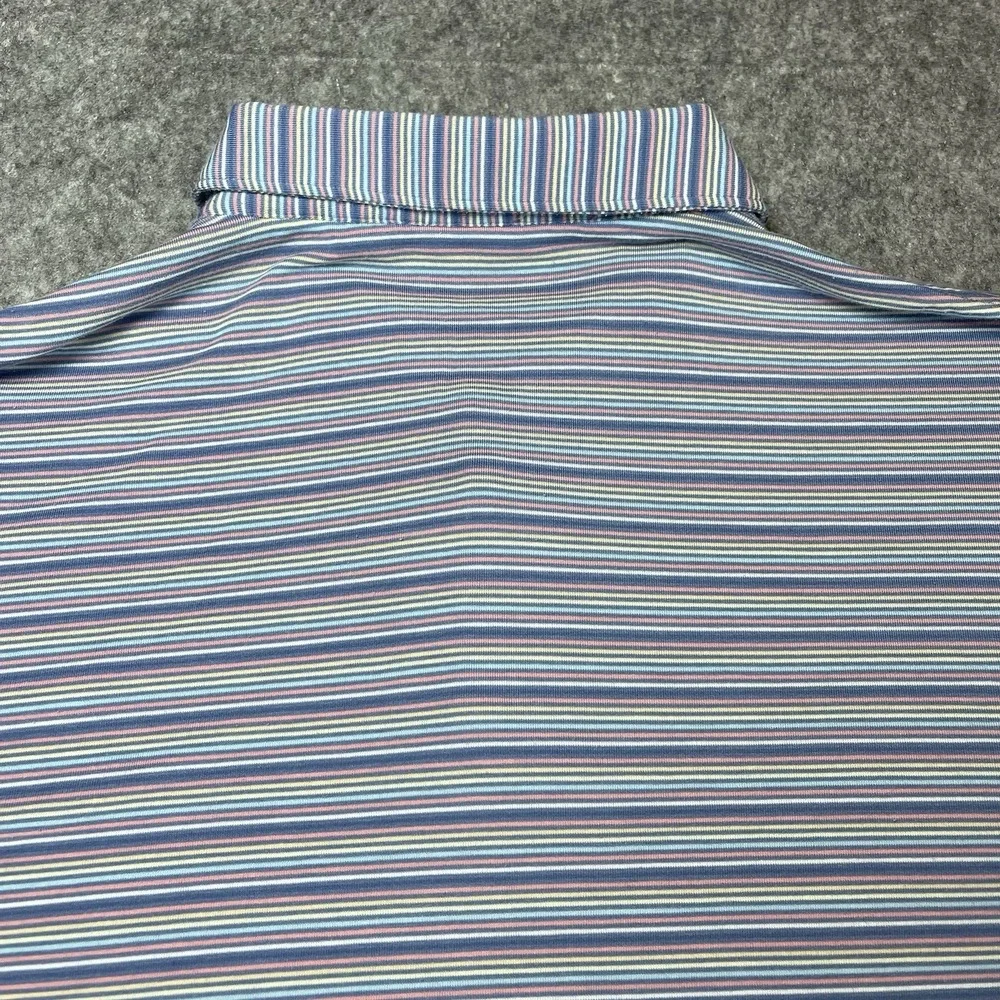 Peter Millar Seaside Polo Shirt Mens M Blue Pink Striped Short Sleeve - Picture 8 of 10